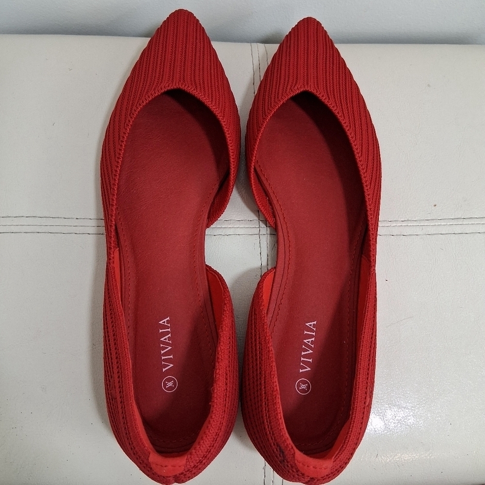 Vivaia Melia Pointed-Toe Striped Bellet Flat In Ruby Size 9.5 NWOT - Picture 11 of 13